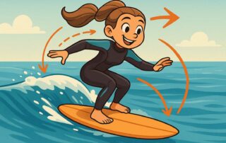 Ona apprend le take off en surf