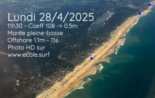 Ban de sable a marée basse à Seignosse Hossegor Capbreton par Avion