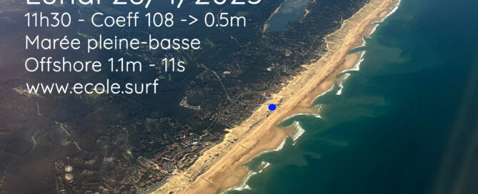 Photo aérienne des bancs de sables et baines pour le surf et la baignade à Seignosse et Hossegor en 2025