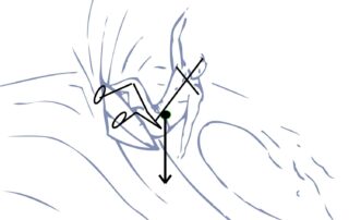 Le surfeur est soumis à la force de gravité et utilise ses pieds pour interagir sur la planche.