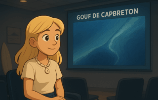 Ona se passionne pour le gouf de Capbreton et découvre son influense sur les vagues que nous surfons pendant nos cours de surf.