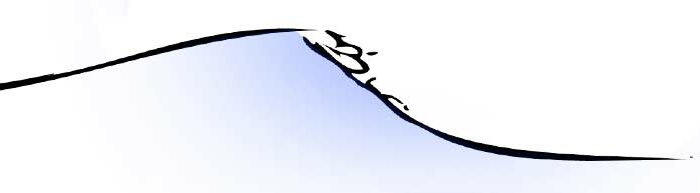 Une vague qui deferle au dessus d'une pente douce va avoir une pente elle aussi faible. On dit que la vague est plate.