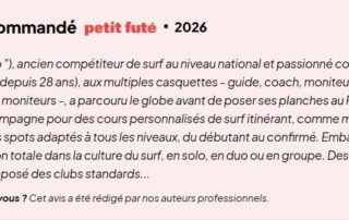 Jonathan (" Jo "), ancien compétiteur de surf au niveau national et passionné comme au premier jour (depuis 28 ans), aux multiples casquettes - guide, coach, moniteur (D.A) et formateur de moniteurs -, a parcouru le globe avant de poser ses planches au Pays Basque. Jo vous accompagne pour des cours personnalisés de surf itinérant, comme moniteur dédié sur des spots adaptés à tous les niveaux, du débutant au confirmé. Embarquez pour une immersion totale dans la culture du surf, en solo, en duo ou en groupe. Des sessions sur mesure à l'opposé des clubs standards..
